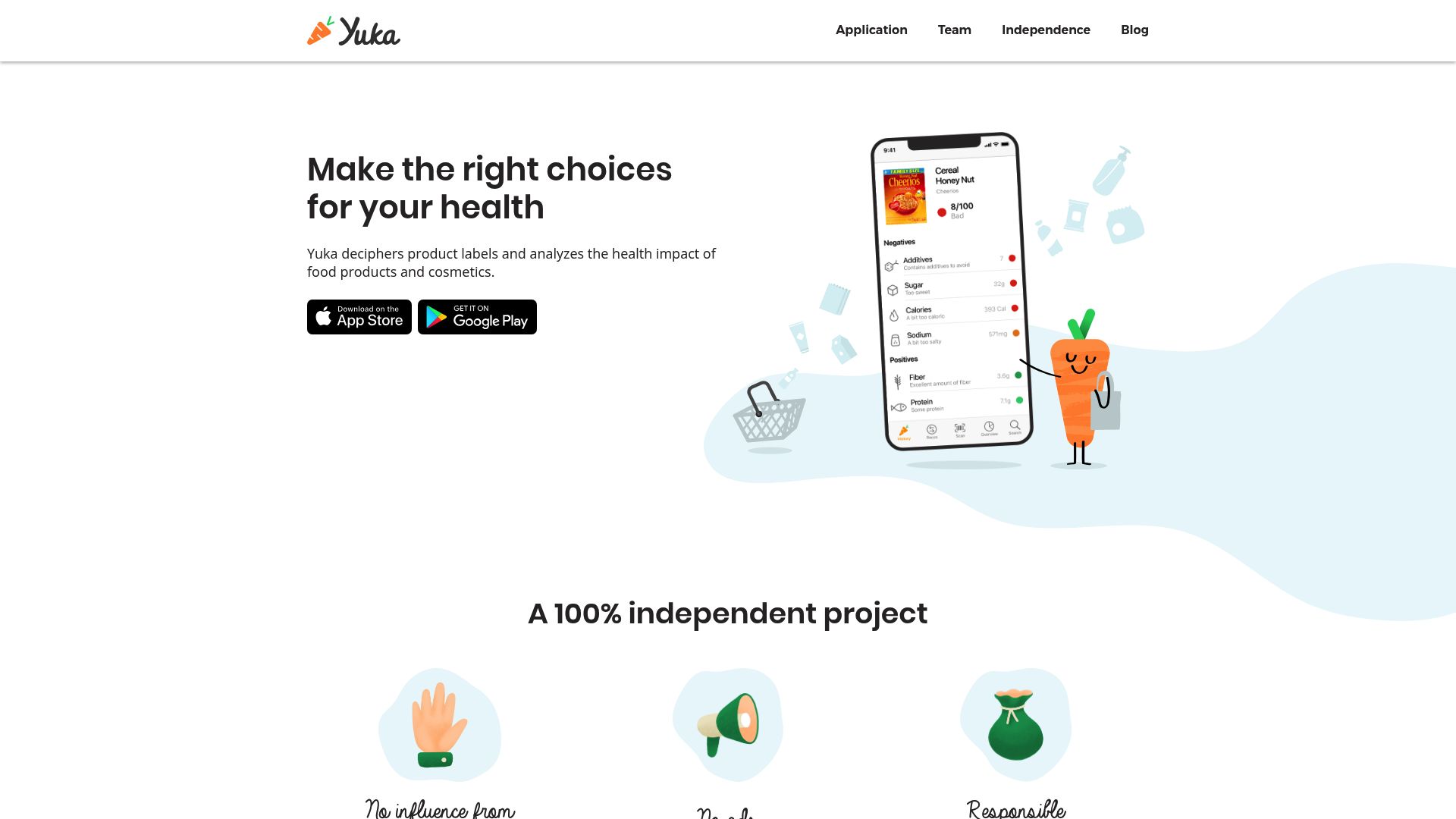 Screenshot of Yuka app or website showing excellent ratings for bio hand creams compared to conventional ones