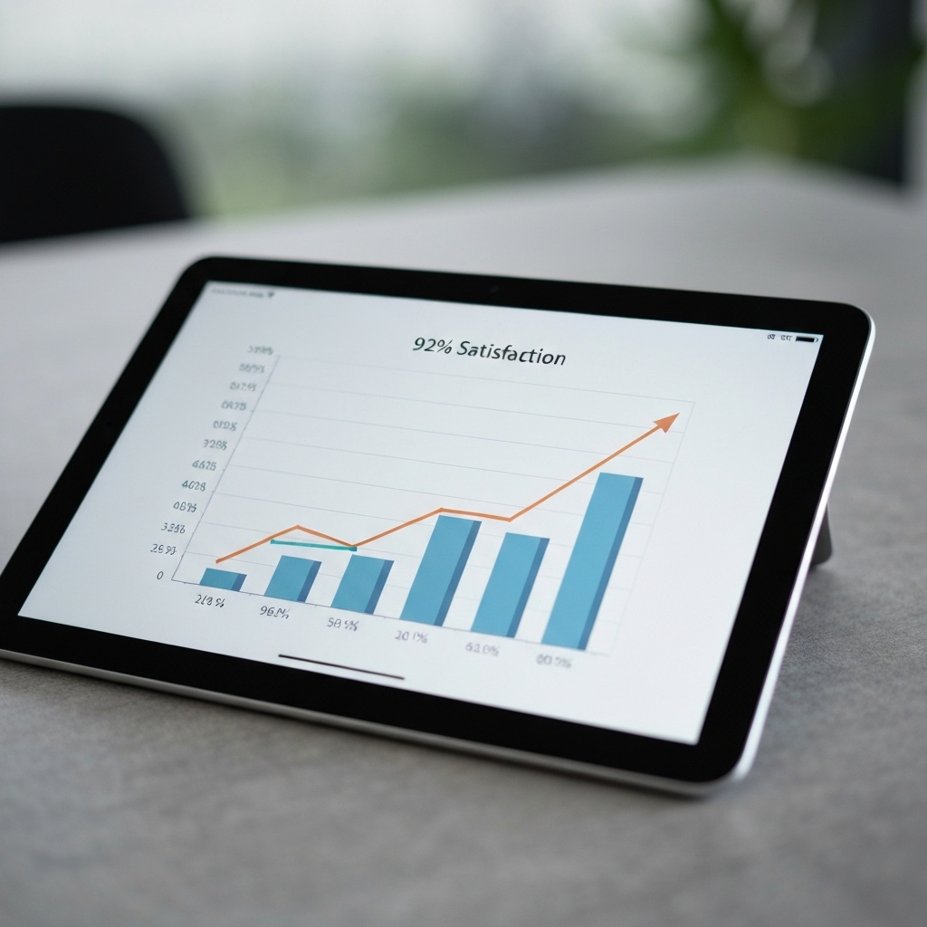 Graph showing 92% satisfaction rate highlighting significant skin improvement